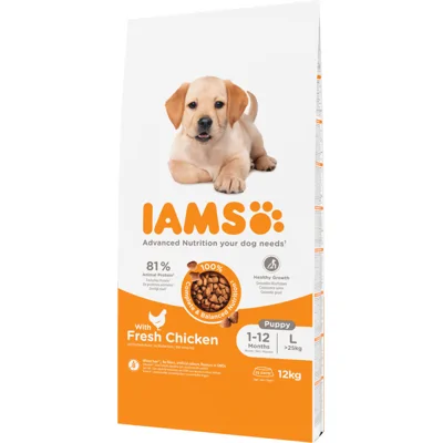 Iams for Vitality Puppy Large met kip hondenvoer 12 kg