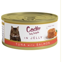 Cadilo Daily Delights - tonijn met zalm in gelei - natvoer kat (70 g) 1 verpakking (6 x 70g)