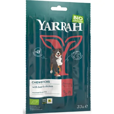 25x Yarrah Bio Kauwstaafjes Hond Rund 3 stuks