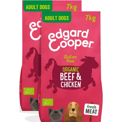 2x Edgard&Cooper Hondenvoer Bio Rund - Bio Kip 7 kg