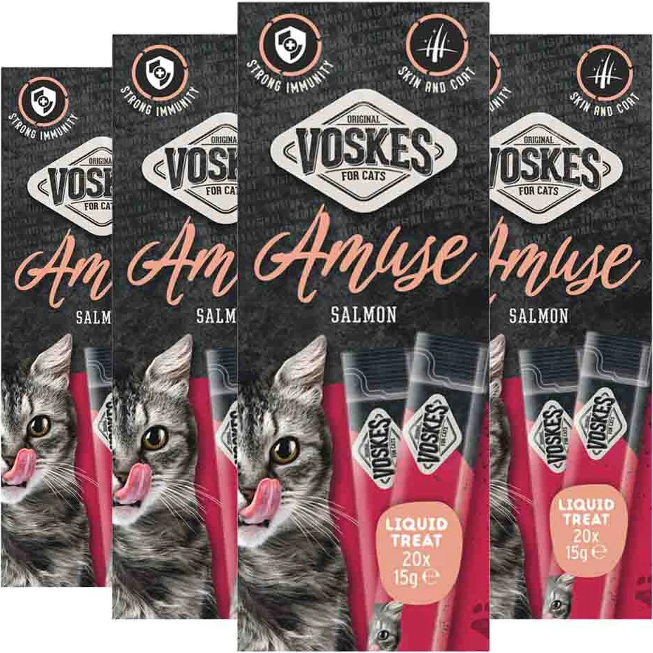 4x Voskes Kattensnack Liquid Treat Zalm 20x15 gr