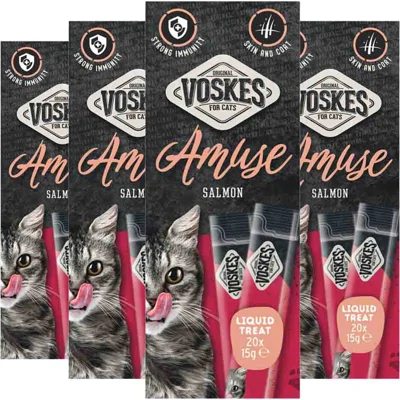 4x Voskes Kattensnack Liquid Treat Zalm 20x15 gr