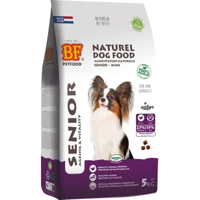 BF Petfood Senior Mini gevogelte hondenvoer 2 x 5 kg