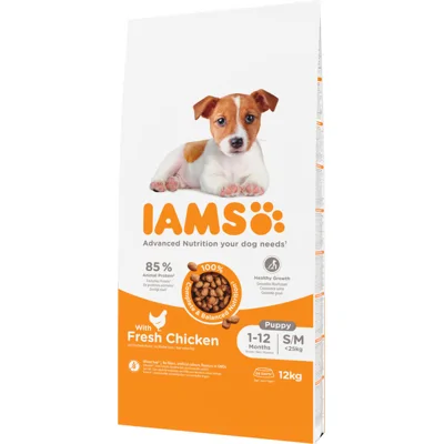 Iams for Vitality Puppy Small & Medium met kip hondenvoer 12 kg