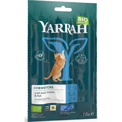 25x Yarrah Bio Kauwstaafjes Kat Vis 3 stuks