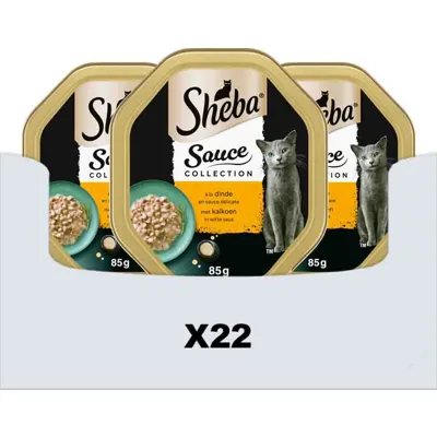22x Sheba Kattenvoer Nat Sauce Collection Kalkoen in Witte Saus 85 gr