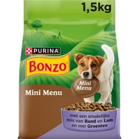 3x Bonzo Hondenvoer Droog Mini Menu Rund & Lam 1,5 kg
