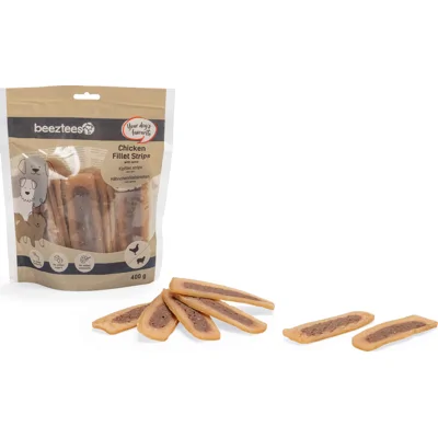 Beeztees Kipfilet Strips met lam hondensnacks 400 gram