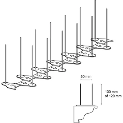 Duivenpinnen E2-120 Mm (1 Meter) Tegen Duiven - Hoogte van 120 mm - Roest niet - Pinnen recht omhoog