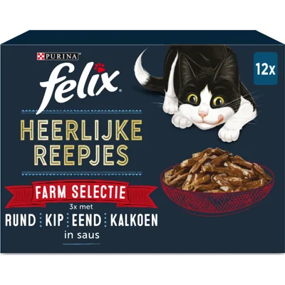 4x Felix Heerlijke Reepjes Selectie Farm 12 x 80 gr