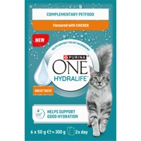 4x Purina ONE Hydralife Kattenvoer Nat Adult Pouch Kip 6 x 50 gr