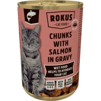 Rokus Kattenvoer Blik Stukjes Zalm in Jus 415 gr