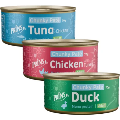 Prins Chunky Paté - Kattenvoer - Eend - 48 x 70 g