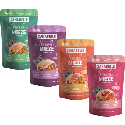 Sanabelle Freshe Mieze Natvoer - Rund & Kip - 10 x 100 g