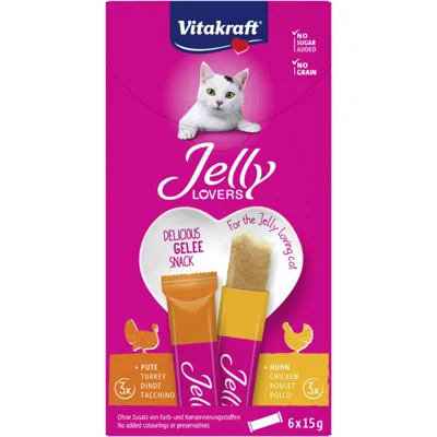 Vitakraft Jelly Lovers met kip & kalkoen kattensnack (6 x 15 g) 1 verpakking