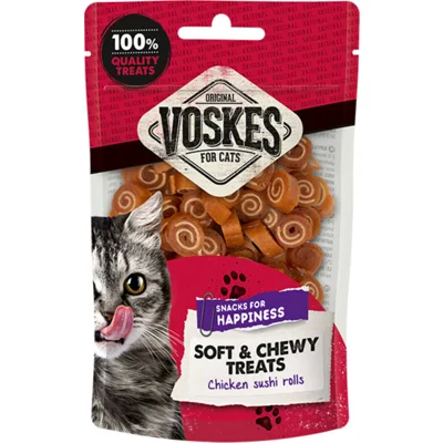 Voskes Soft & Chewy Sushi rolls kip kattensnack (60 g) 10 stuks