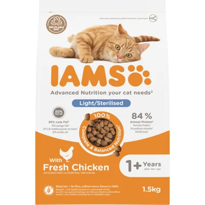 IAMS Kat Adult Sterilised - Overweight Kip 1,5 kg