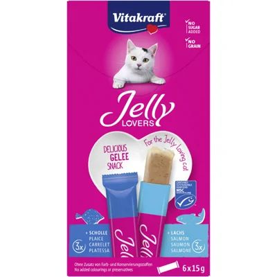 Vitakraft Jelly Lovers met zalm & schol kattensnack (6 x 15 g) 1 verpakking