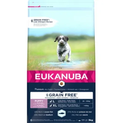 3x Eukanuba Puppy Graanvrij Large Hondenvoer Vis 3 kg