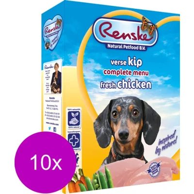 Renske vers gestoomd kip hypoallergeen natvoer hond (kuip) 1 tray (10 x 395 g)