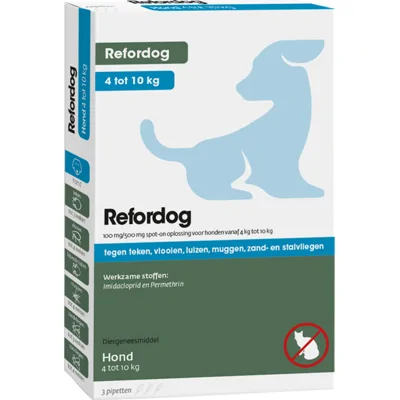 Refordog 100 mg spot-on anti-parasiet hond (4 - 10 kg) 2 x 3 pipetten
