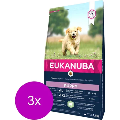3x Eukanuba Puppy Hondenvoer Lam - Rijst 2,5 kg