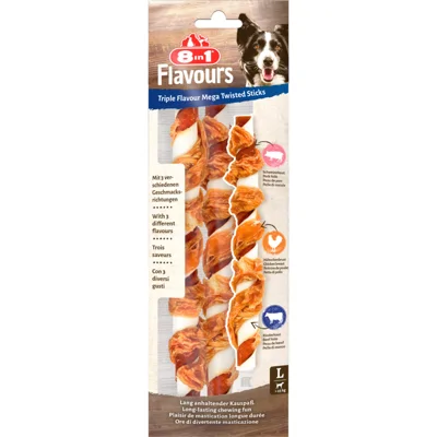 8in1 Triple Flavour Mega Twisted Sticks 140 gr
