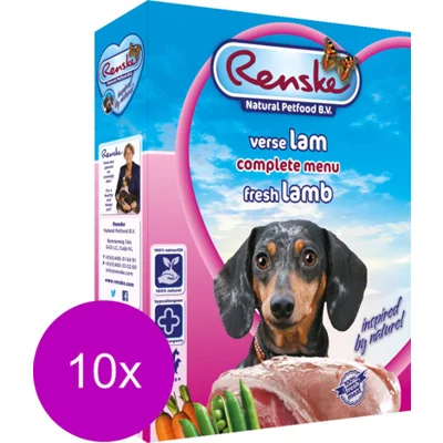 Renske vers gestoomd lam hypoallergeen natvoer hond (kuip) 1 tray (10 x 395 g)