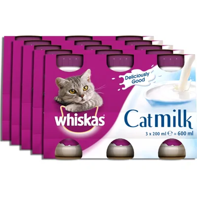15x Whiskas Kattenmelk Flesje 200 ml