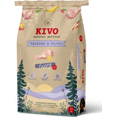 Kivo Puppy Hondenvoer Droog Glutenvrij Kalkoen&Rijst 14 kg