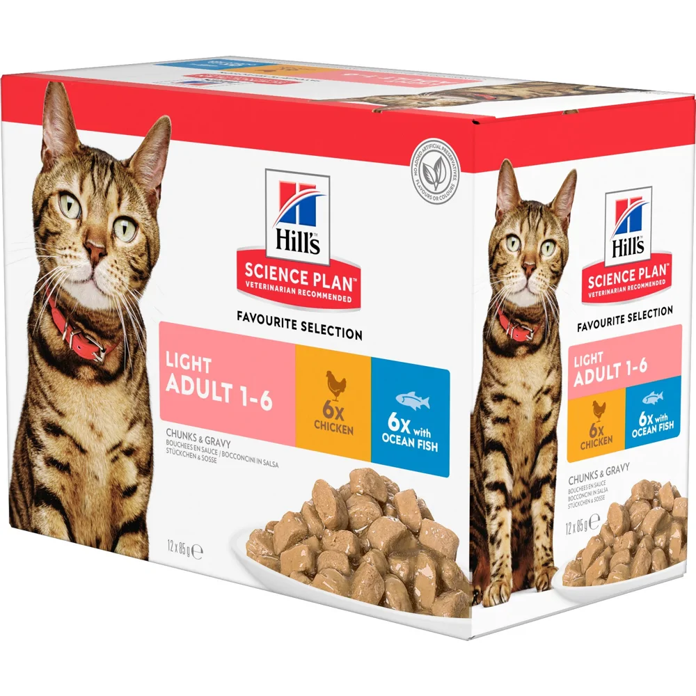 Hill's Science Plan Kat Adult Light Classic natvoer Multipack (12x85g)