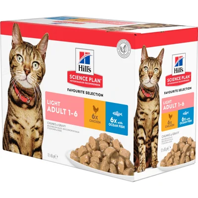 Hill's Science Plan Kat Adult Light Classic natvoer Multipack (12x85g)