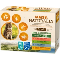 Iams Naturally Adult Land & Sea Collection in gravy natvoer kat (12x85gr) 12 x 85 g