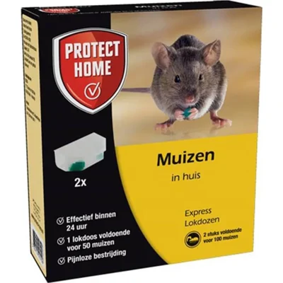 Protect Home Muizengif 2 Stuks Tegen Muizen - Effectief binnen 24 uur - Voor 100 muizen - Pijnloze bestrijding