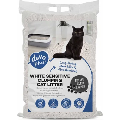 Duvo+ Premium White Sensitive black carbon kattenbakvulling 12 kilo