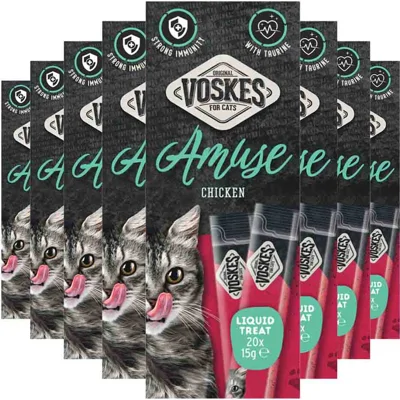 8x Voskes Kattensnack Liquid Treat Kip 20x15 gr