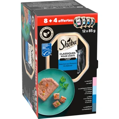 Sheba Kattenvoer Nat Classic Paté Vis Selectie Multipack 12x85 gr