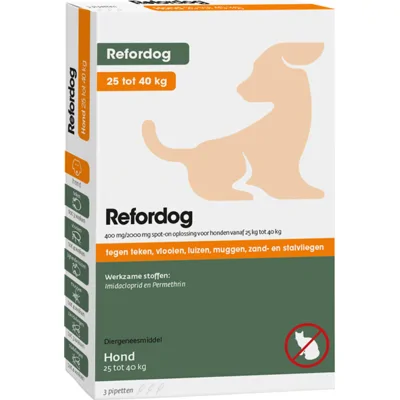 Refordog 400 mg spot-on anti-parasiet hond (25 - 40 kg) 2 x 3 pipetten