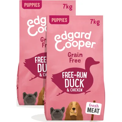 2x Edgard&Cooper Hondenvoer Puppy Scharrelkip - Scharreleend 7 kg