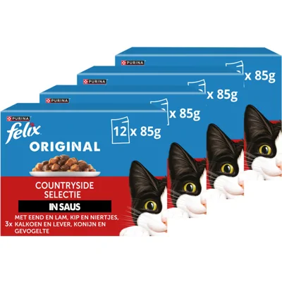 4x Felix Original Gevogelte Selectie in Saus 12 x 85 gr