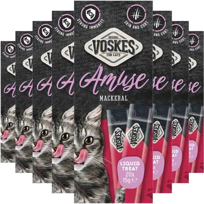 8x Voskes Kattensnack Liquid Treat Makreel 20x15 gr