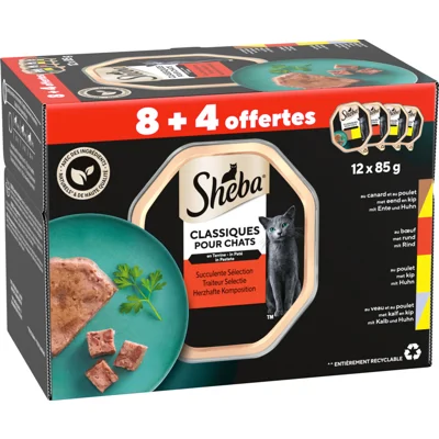 Sheba Kattenvoer Nat Classic Traiteur Paté Selectie Multipack 12x85 gr