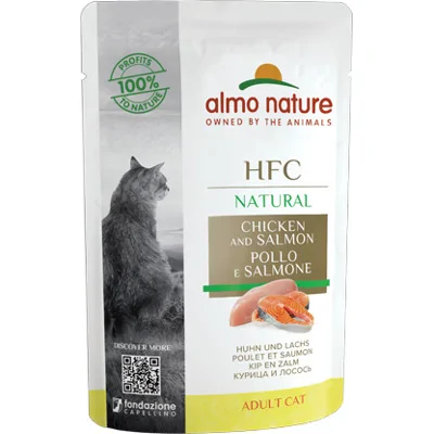Almo Nature HFC Natural kip met zalm natvoer kat (55 g) 24 x 55 g