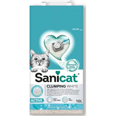 Sanicat Clumping White Active Marseille zeep kattenbakvulling 10 liter