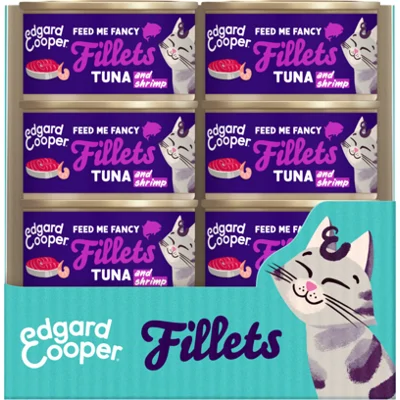 24x Edgard&Cooper Kattenvoer Fillets Tonijn - Garnaal 70 gr