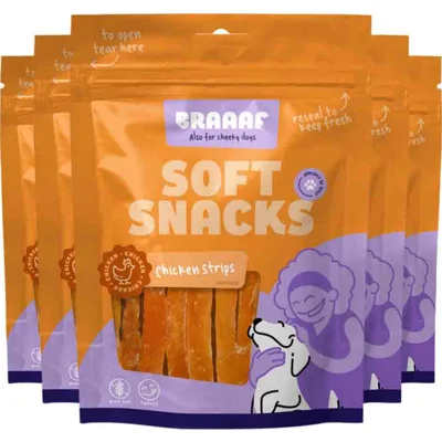 5x Braaaf Reepjes Hondensnack Kip 85 gr