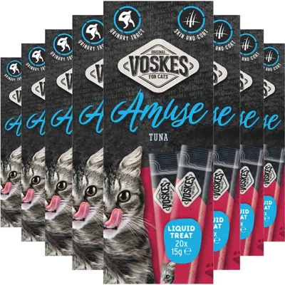 8x Voskes Kattensnack Liquid Treat Tonijn 20x15 gr