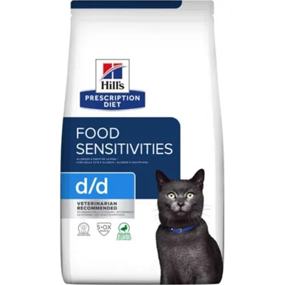 6x Hill's Prescription Diet Kattenvoer Droog d/d Food Sensitivities Eend & Erwten 1,5 kg