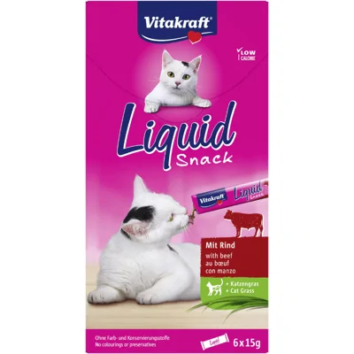 Vitakraft Liquid Snacks met rund kattensnack (6 x 15g) 11 verpakkingen