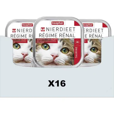 16x Beaphar Nierdieet Kattenvoer Nat Naturel 100 gr